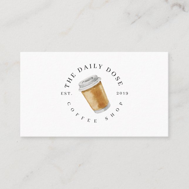 Coffee Cup Illustration coffee shop Business Card (Front)