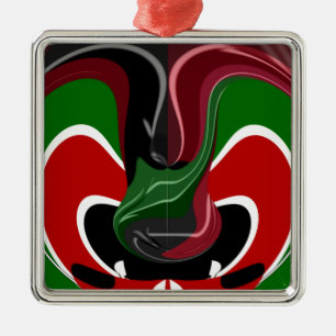 Coffee cup Kenya Flag Hakuna Matata Metal Tree Decoration