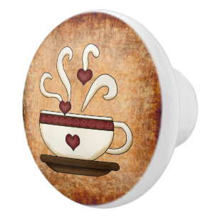 Coffee Cup Kitchen Decor Ceramic Knob