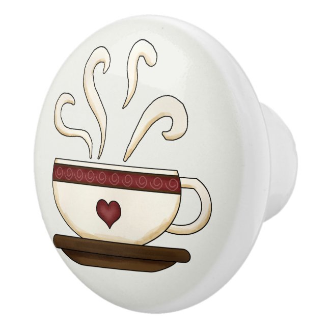 Coffee Cup Kitchen Decor Cute Ceramic Knob (Right)