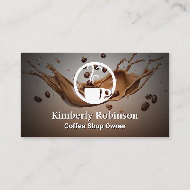 Coffee Cup Logo | Splash Coffee Business Card (Front)