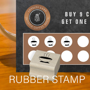 Coffee cup loyalty punch card  rubber stamp