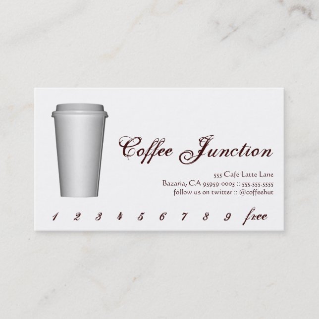 Coffee Cup Loyalty Punch Tracking Reward Card (Front)