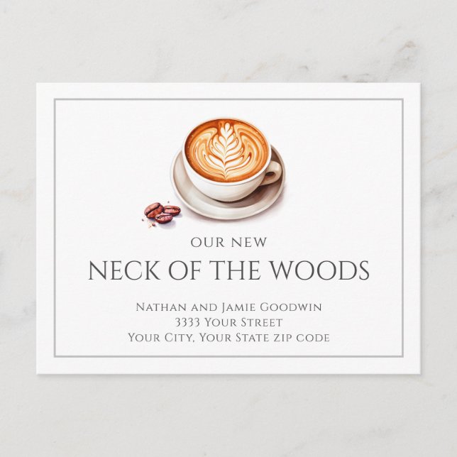 Coffee Cup New Home Moving Announcement   Postcard (Front)