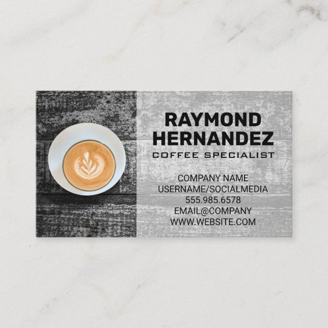 Coffee Cup on Vintage Table Business Card (Front)