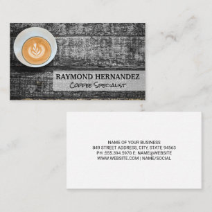 Coffee Cup on Wood Table Business Card