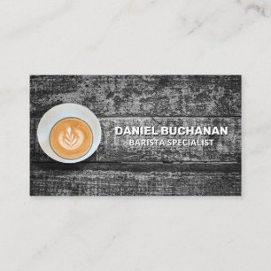 Coffee Cup on Wooden Table Business Card