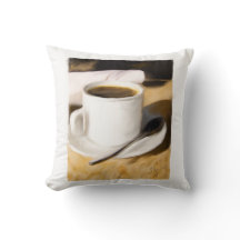Coffee Cup Original Art Design Pillow