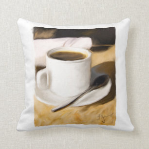 Coffee Cup Original Art Design Pillow