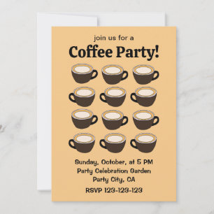 Coffee Cup Pattern Coffee Party Invitation