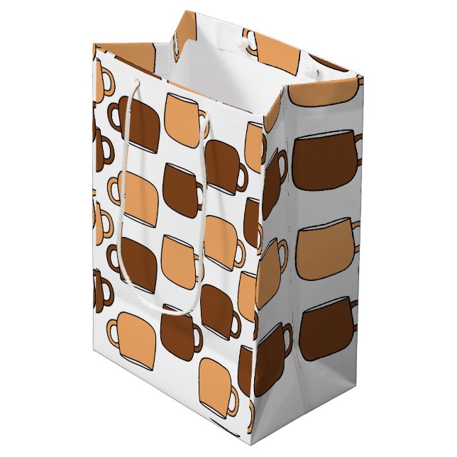 Coffee Cup Pattern Medium Gift Bag (Front Angled)