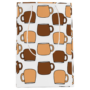 Coffee Cup Pattern Medium Gift Bag