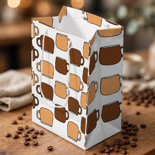 Coffee Cup Pattern Medium Gift Bag