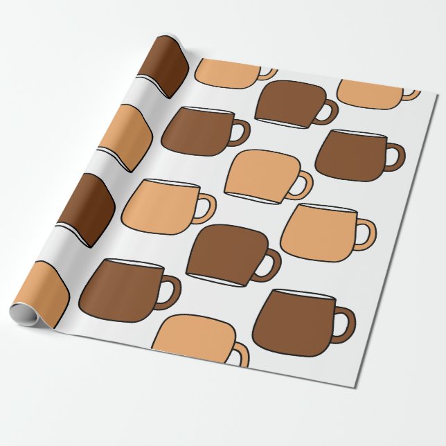 Coffee Cup Pattern Wrapping Paper (Unrolled)