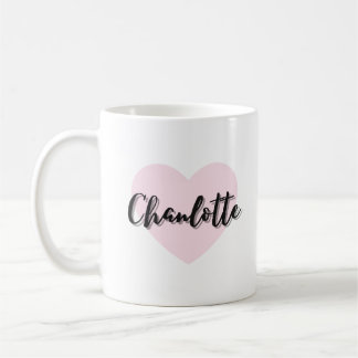 Coffee Cup Pink Heart Pattern Cute "Chanlotte"