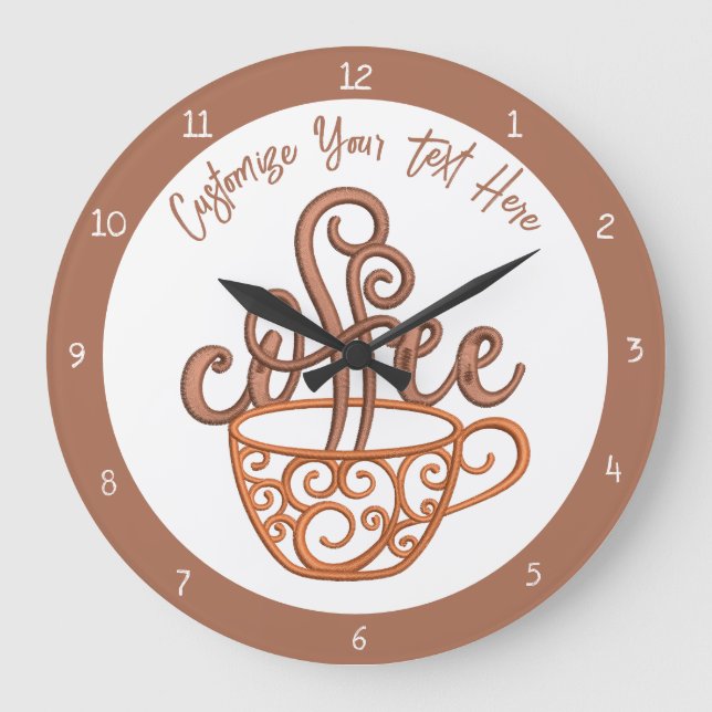 Coffee Cup Quote Kitchen Dining Room Personalise Large Clock (Front)