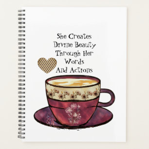 Coffee Cup Quote Motivational Pink White Journal Planner