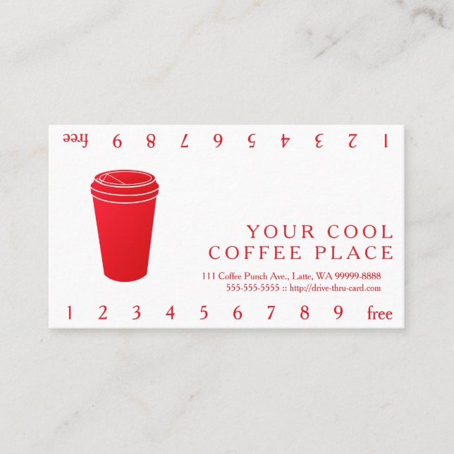 Coffee Cup Red (Paper To-Go) Loyalty Card (Front)