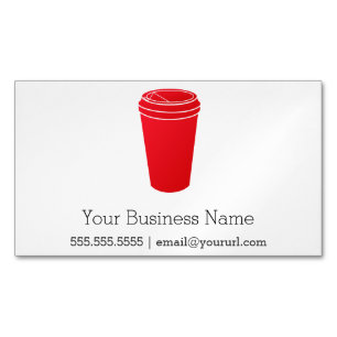 Coffee Cup Red (Paper To-Go) Magnetic Business Card