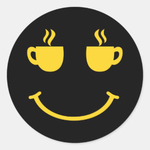 Coffee Cup Smile Classic Round Sticker