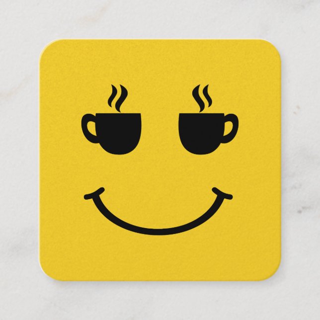 Coffee Cup Smile Square Business Card (Front)