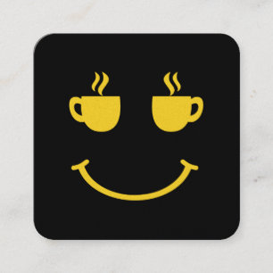 Coffee Cup Smile Square Business Card