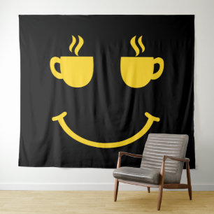 Coffee Cup Smile Tapestry