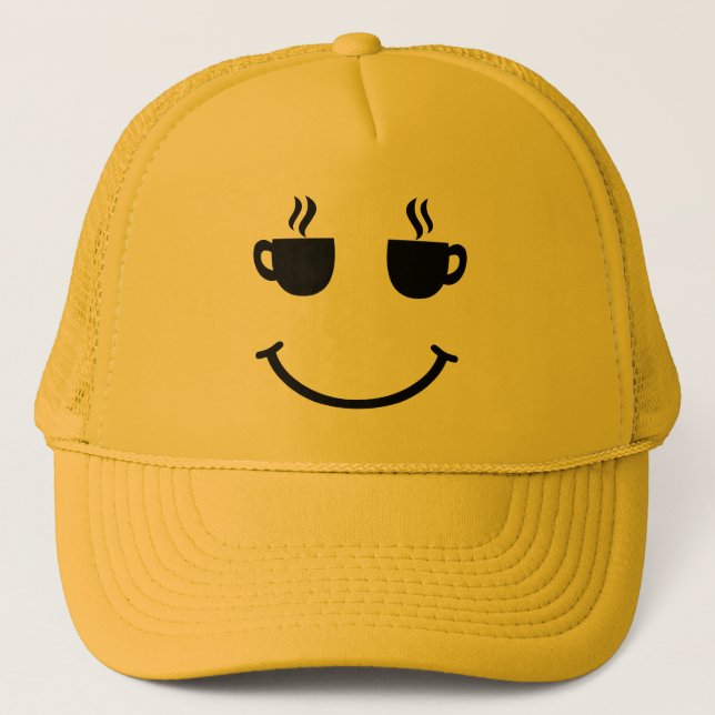 Coffee Cup Smile Trucker Hat (Front)