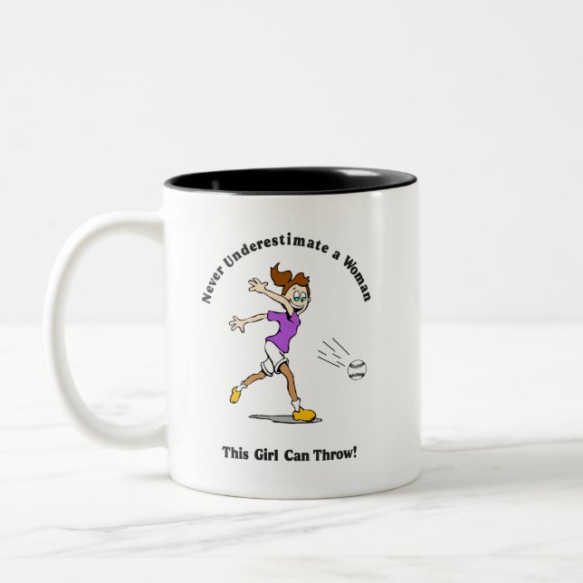 Coffee Cup: Softball  Two-Tone Coffee Mug (Left)