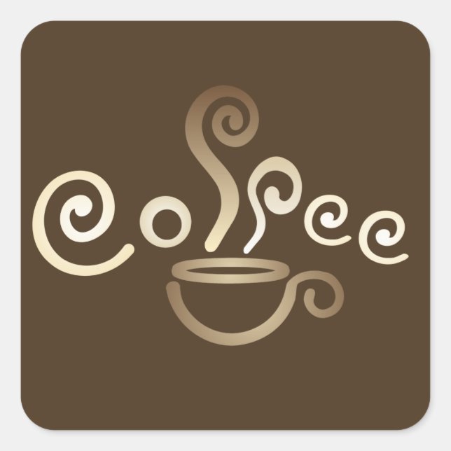 Coffee cup square sticker (Front)