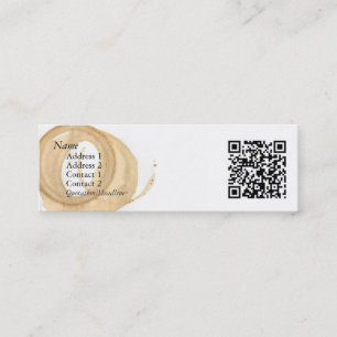 Coffee Cup Stain w/ QR Code Mini Business Card