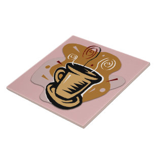 Coffee Cup - Swirl Design Tile/Trivet Tile