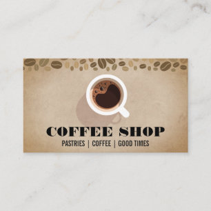 Coffee Cup Top View   Beans Business Card