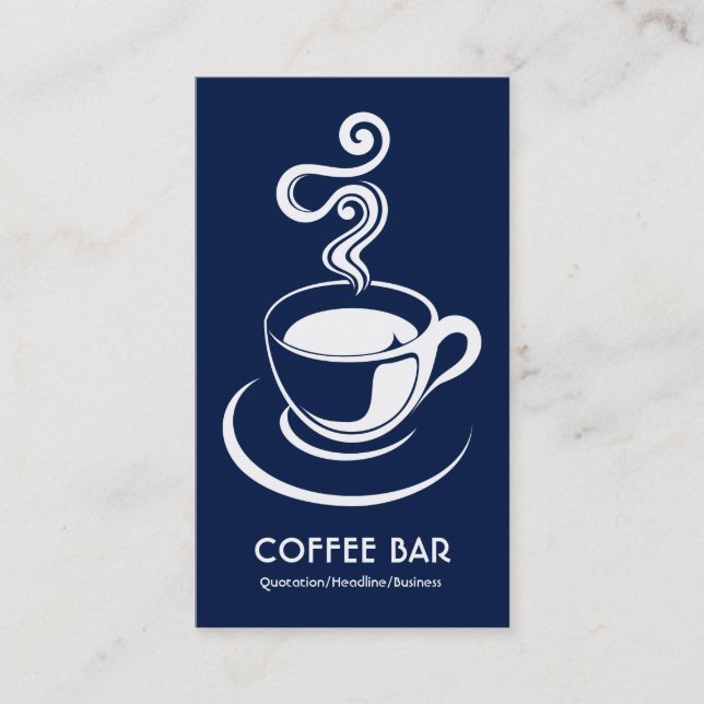 Coffee Cup Vertical - White and Dark Blue 001744 Business Card (Front)