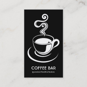 Coffee Cup Vertical - White on Black Business Card