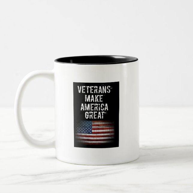 Coffee Cup: Veterans Make America Great Two-Tone Coffee Mug (Left)