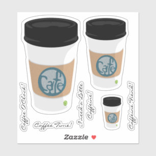 Coffee Cup Vinyl Stickers and Phrases