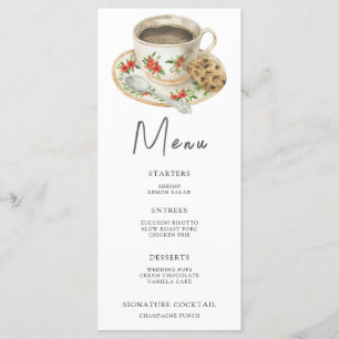 Coffee cup watercolor Bridal shower menu