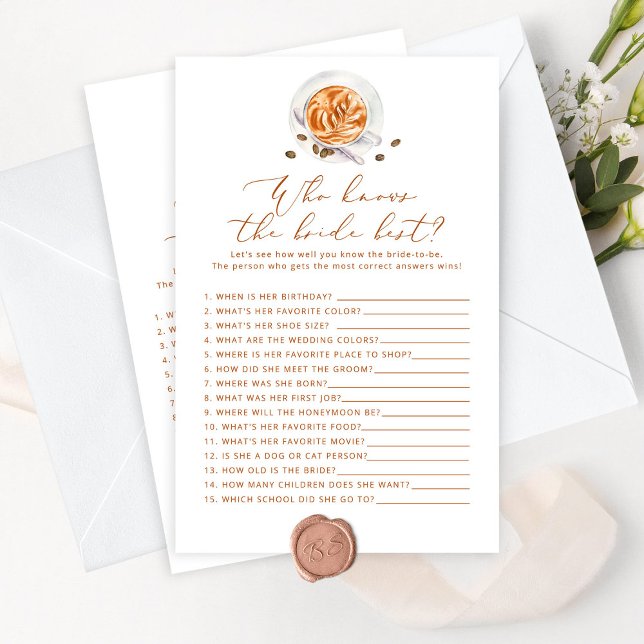 Coffee cup Who knows the bride best game (Creator Uploaded)