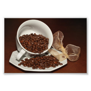 Coffee Cup with Beans Photo Print