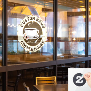 Coffee Cup with Coffee Beans Window Cling