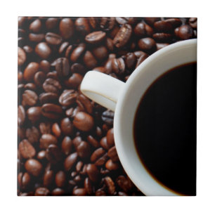 Coffee Cup with Coffee, Coffee Beans Tile