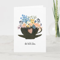 Coffee Cup with Flowers Get Well