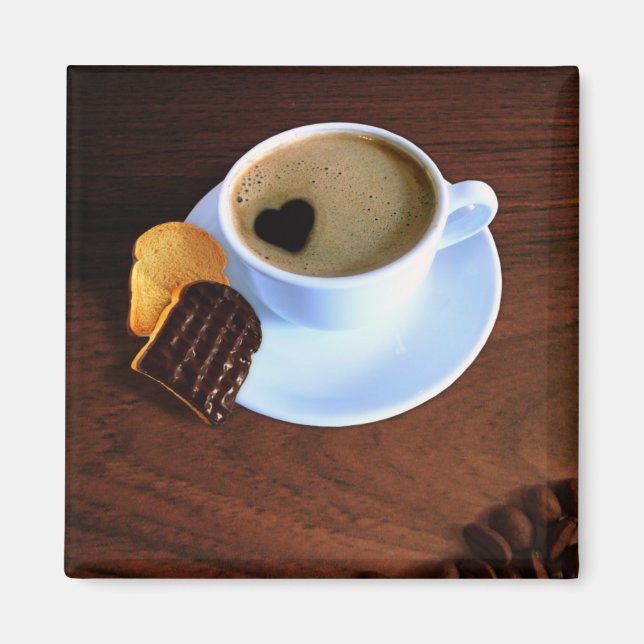 Coffee Cup with Heart Shaped Foam Magnet (Front)