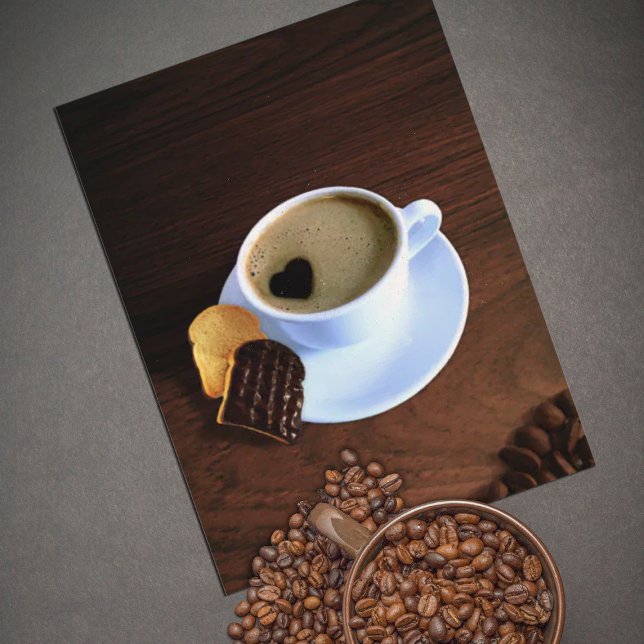 Coffee Cup with Heart Shaped Foam Postcard (Creator Uploaded)