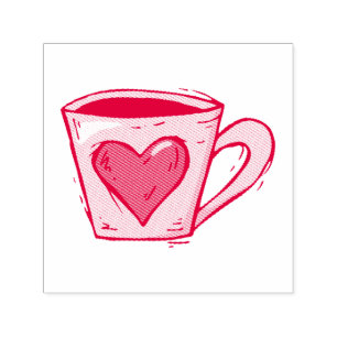 Coffee Cup With Heart Stamper Self-inking Stamp