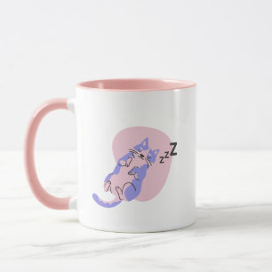 Coffee Cup with Sleeping Cat Pattern