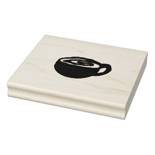 Coffee Cup With Swirl Rubber Stamp