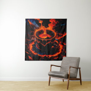 Coffee Cup with Volcano Eruption Inside Tapestry