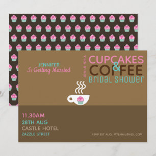 COFFEE CUPCAKES Bridal Shower Invitation Pink Choc